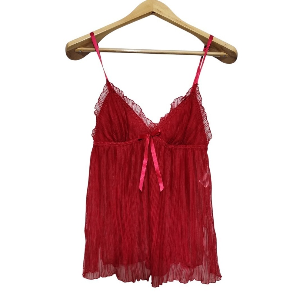 90s Y2K Babydoll Cami Top Womens S Cyber Grunge Fairy Coquette Sheer Romantic